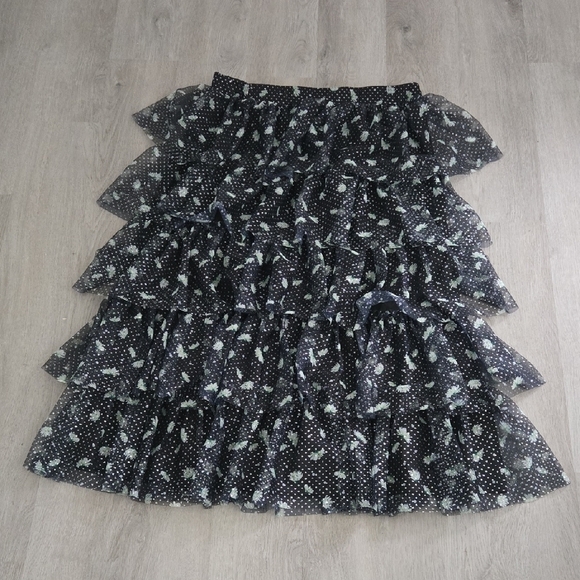 Cato Dresses & Skirts - Cato Black and White Ruffled Midi Skirt